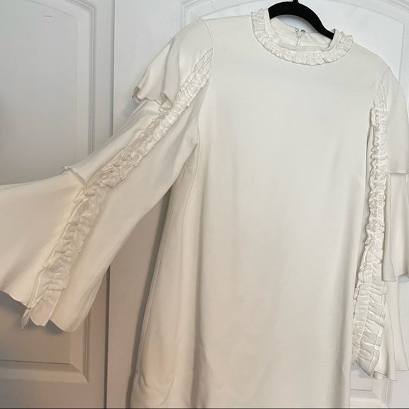 Alexis Marianne Dress in Ivory ruffle tiered sleeve high neck medium m - Picture 4 of 11